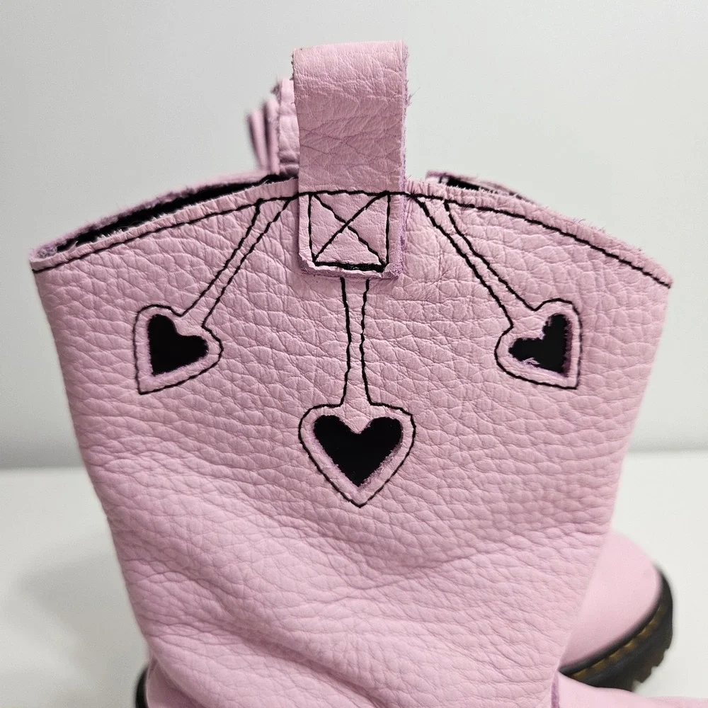 Doc Martens Bex Heart P-O Boot, Pale Pink-Black Kids Girls 3 EU 34